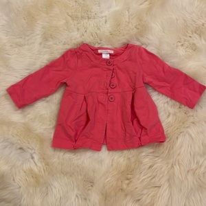 Jenie and Jack girl long sleeve cardigan with button, 6-12 months, 100% cotton
